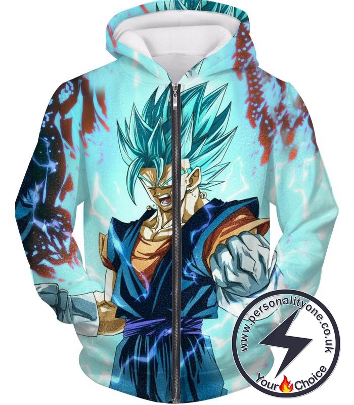 Dragon Ball Z Zip Up Hoodie - Super Saiyan Blue Vegito Power